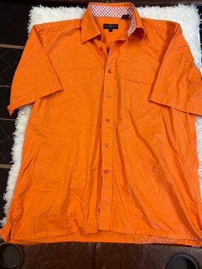 Fernando Pena Men's Large Orange Short Sleeve Button Down.